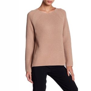 Vince Waffle Stitch Pullover Crew Sweater Tan